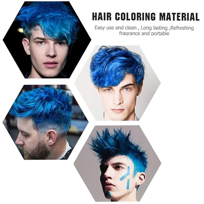 Blue Hair Color Wax Pomades 4.23 oz - Natural Hair Coloring Wax Material Disposable Hair Styling Clays Ash for Cosplay, Party (Blue)