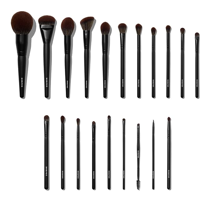 Morphe MUA Life 20 Piece Makeup Brush Set with Carrying Case (20 count) & Jumbo Continuous Micro-Fine Setting Spray (6.5oz)