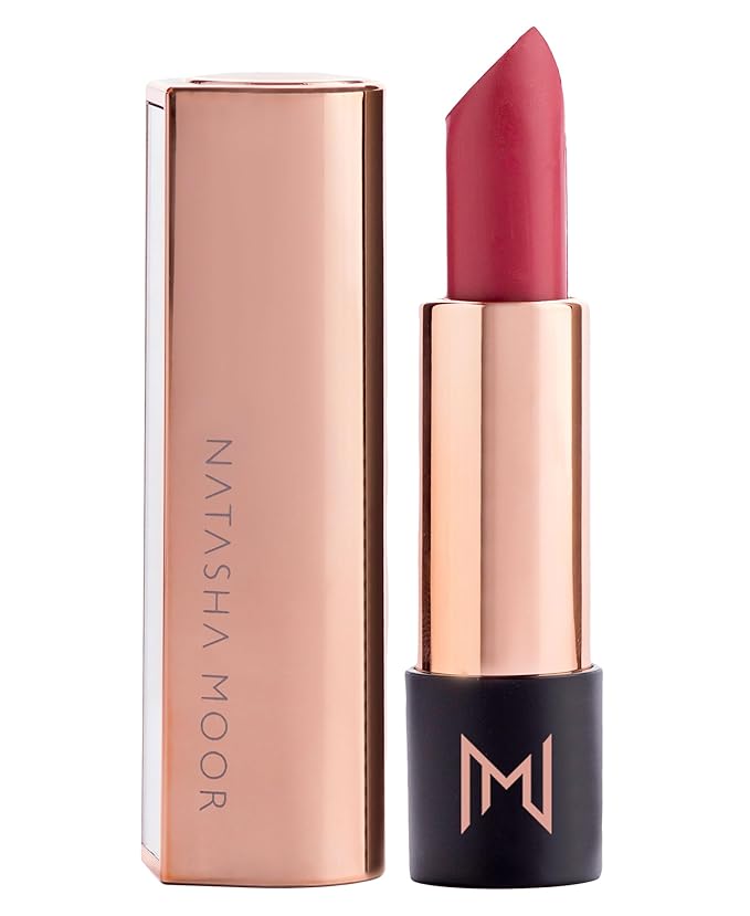 NATASHA MOOR Silk Suede Lipstick for Women - Long-Lasting, Waterproof Lipstick with Hydrating Semi-Matte Finish - Creamy, Cruelty-Free - Highly Pigmented with Mirror - 24-Hour Stay Power (AMBITION)