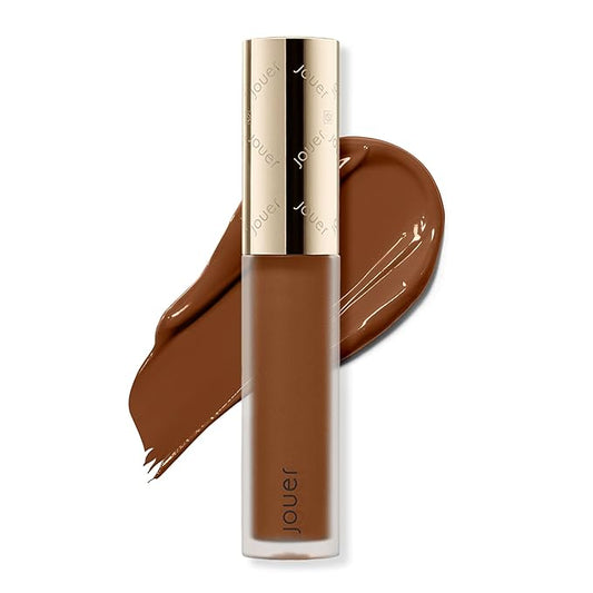 Jouer Essential High Coverage Liquid Concealer - Brightening Concealer - Color Corrector for Under Eye Dark Circles, Spot Coverage, and Eye Primer - Soft Matte Finish, Hazelwood