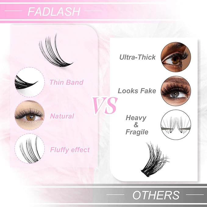 Lash Clusters 19mm Individual Lashes Cluster Black Volume Eyelash Clusters Long Individual Lash Extensions D Curl Cluster Lashes DIY Eyelash Extension (40D-0.07D, 19mm)