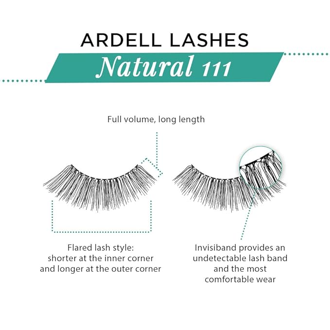 Ardell Natural Lashes False Eyelashes 111 - Black, Lightweight, Reusable, Soft & Natural Look Strip Lashes for Everyday Wear, 4-Pack