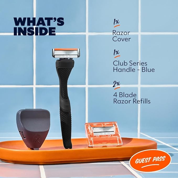 Dollar Shave Club | The Guest Pass Shave Set | 2 Swift Rinse Refill Cartridges, 1 Handle (Black), 1 Razor Cover, Razors for Men