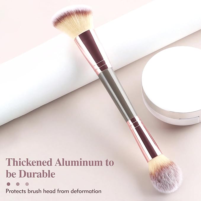 3PCS Angled Blush Brush, Double Ended Makeup Brush for Blush, Slant Brush for Contour and Highlighter, Perfect for Makeup with Powder