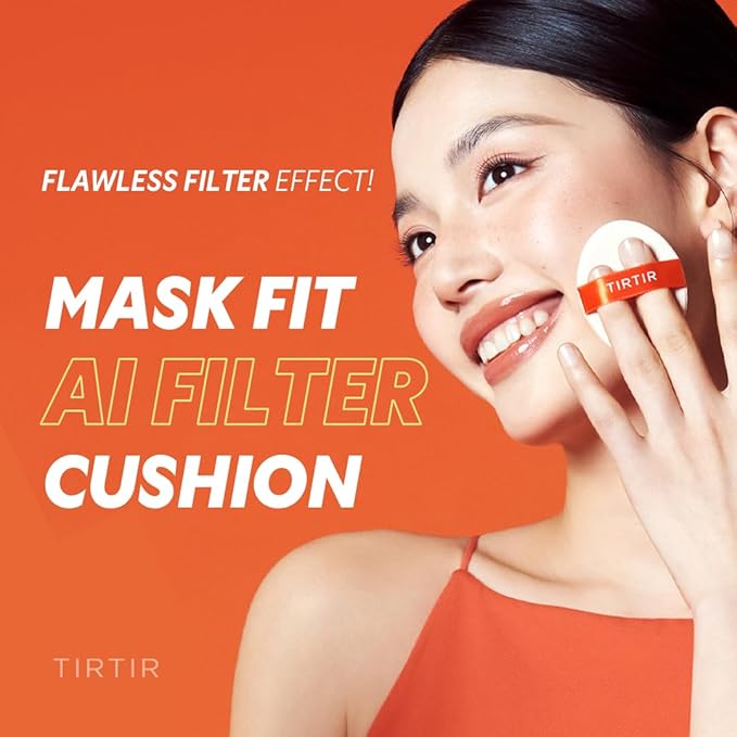 [*Mini Size*] TIRTIR Mask Fit Ai Filter Cushion Foundation | AI-Like Semi-Matte Finish - Up to 72-Hour Medium to Full Coverage Korean BB Cushion Make up Beauty, #34W Toffee, 0.15 Fl Oz