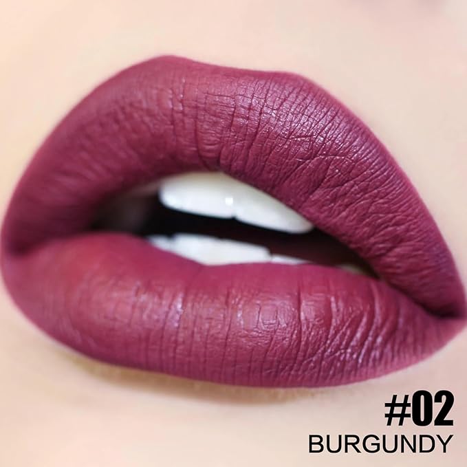 FOCALLURE Ultra Matte Liquid Lipstick,Longwear Rich Lip Colors,Easy to Create a Sexy Lips with High-grade Formula,Long Lasting Waterproof Lipstick Make Up,BURGUNDY