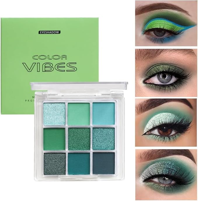 URQT 4 Pack/Set Eyeshadow Palette Set - Rich Colors Eye Makeup Kit, Black, Blue, Green, Purple Eyeshadow Shades, Natural Nude Matte Shimmer Glitter Naked Eye Shadow Pallete Set