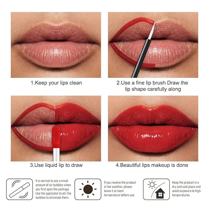 Kaely Longwear Shine Lipstick for Women, Highly Pigmented Liquid Lip Color Makeup, Non-Transfer Lip Gloss Stain Waterproof Smudge Proof 24 Hour, Glossy Finish, Vegan & Cruelty-free, 05 RED HOT