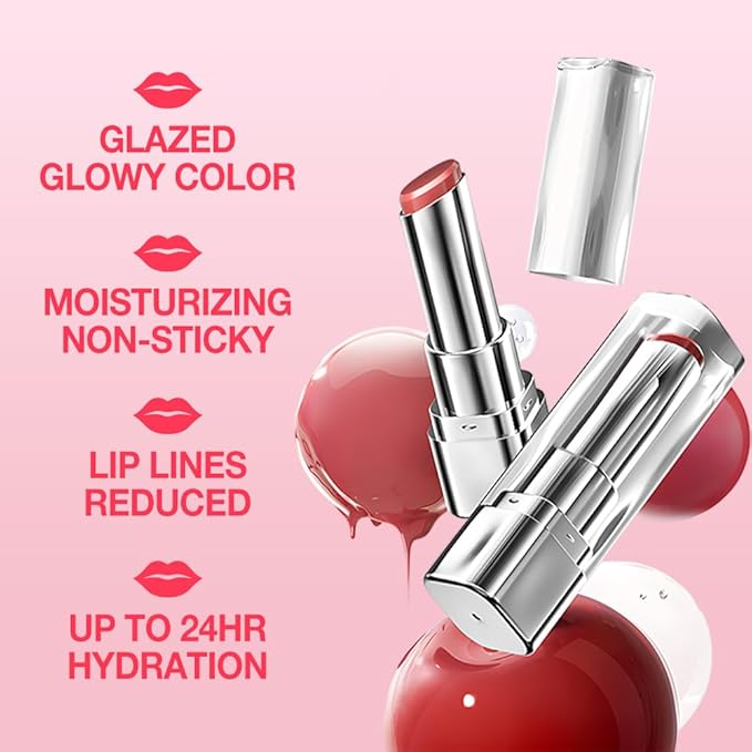 2Pcs Tinted Lip Balm Moisturizing Lipstick – Soft Pale Pink Sheer Hydrating Lip Color for Dry Lips – Nourishing Lip Balm for All Women with a Subtle Natural Scent (S01 & S01)