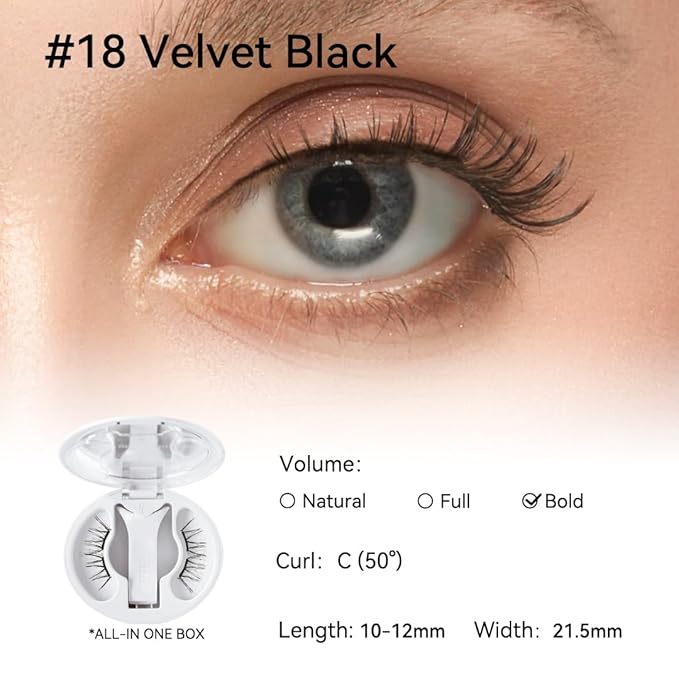 WOSADO Soft Magnetic Eyelashes Kit with Applicator, No.18 Velvet Black, Reusable Glue-free Wispy Magnetic Lashes, Cruelty-free False Lashes, Waterproof, Lightweight, Suit for Heavy Makeup