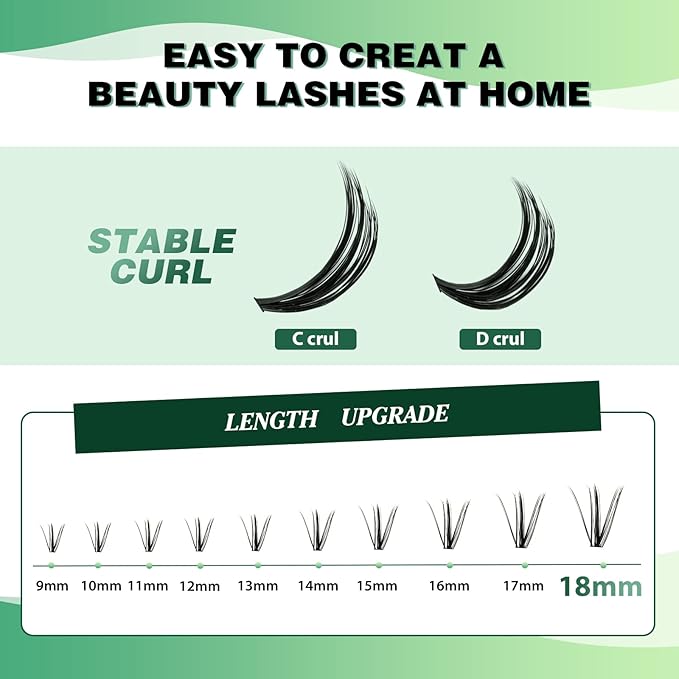 Lash Clusters 300pcs Individual Lashes 30D 0.07D Curl 16mm DIY Eyelash Extension KEYYOU Large Tray Volume Soft&Natural Cluster Lashes(30D-0.07D,16）