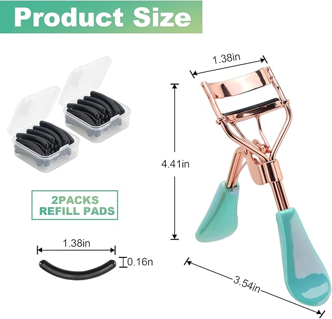 Eyelash Curler for Hooded Eyes,Euramerican,Asian, Jpanese C-curl, 2 Packs Eyelash Curler Refill Pads Compatible with Shiseido,Tweezerman,Shu uemura,Kevyn Aucoin,e.l.f