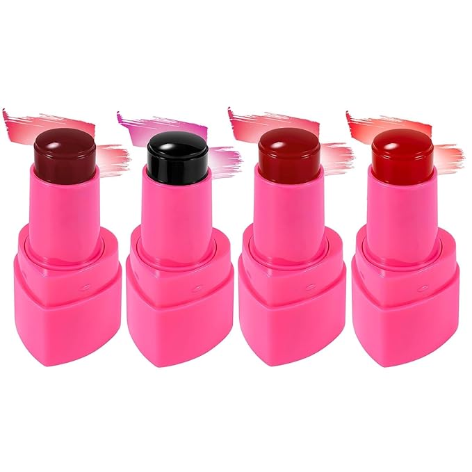 Lingyun 4 Colors Water Jelly Blush Tint, Long-Lasting Jelly Lip & Cheek Tint, Multi-Use Buildable Lip Tint + Blush,Effect 1,000+ Swipes Per Stick,Cute Stuff for Girls