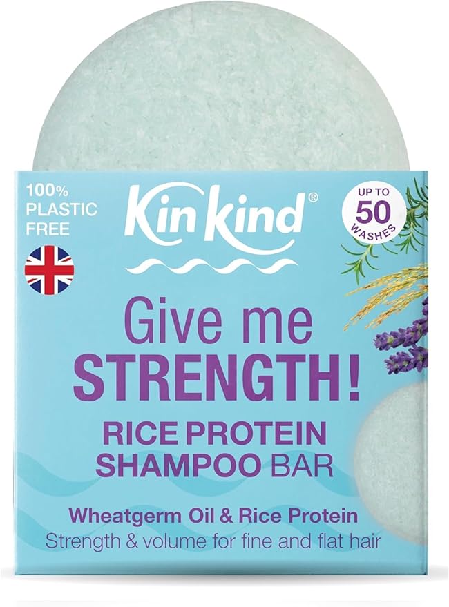 KinKind Rice Shampoo Bar for Hair Growth | Give me STRENGTH! Bar Shampoo for Thinning Hair | Hair Thickening Rice Protein | Volume for Fine & Flat Hair | Up to 50 washes