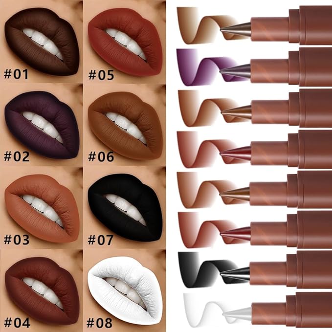AMY'S DIARY Mocha Matte Crayon Lipstick Lip Makeup, Precision Tip Matte Lip Crayon, Longwear Up To 24Hrs, Lead The Way,Smudge Waterproof for Women Smudge Waterproof for Women (4#, 1 pc)