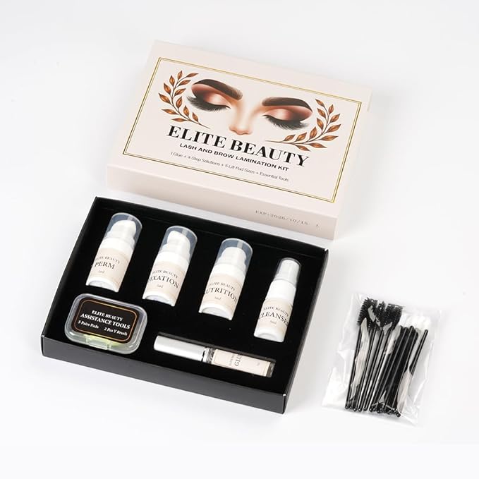 Elite Beauty Lash Lift & Brow Lamination Kit – Professional 4-Step Formula with Tools – Long-Lasting Lash Curl Up to 6–8 Weeks – Vegan, Sensitive, Home & Salon Use