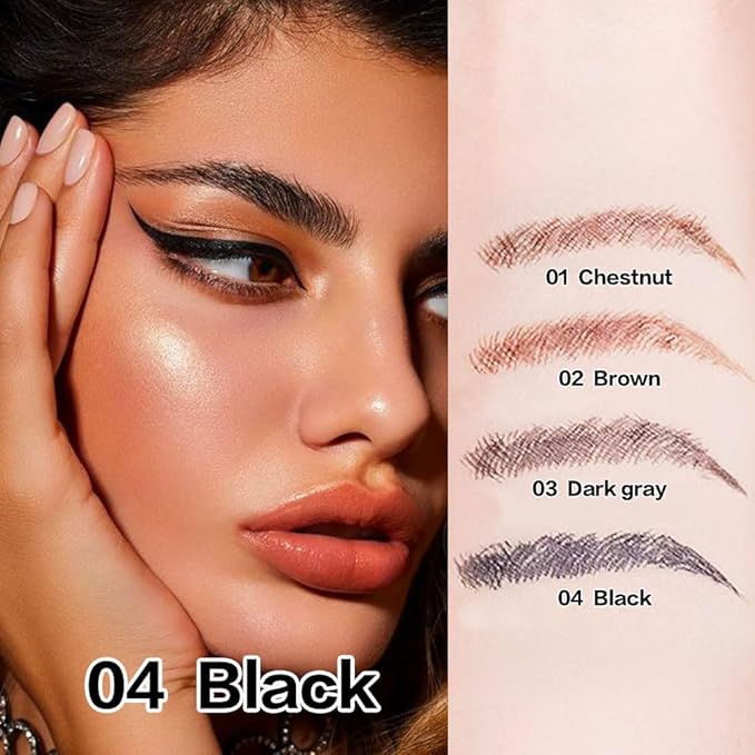 Eyebrow Ink Pencil by Brow Stylist -Micro 4 Point Brow Pen Lift & Snatch Eyebrow Pen Kits with 3 Eyebrow Stencil Long-Lasting Waterproof Natural Eyebrow Hair (1Pc 04# black)