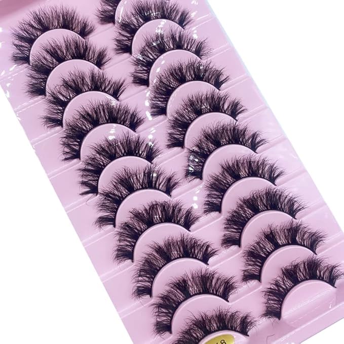 HBZGTLAD New 10 Pairs 3D Mink Lashes False Eyelashes Handmade Wispy Fluffy Long Lashes Natural Eye Makeup Tools Eye Lashes(M48)