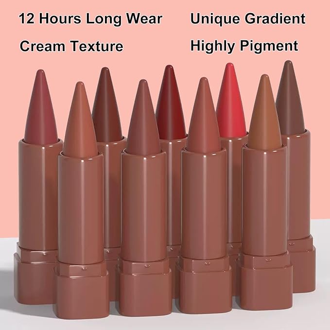 2-in-1 Gradient Dark Red Lip Liner & Lipstick, Waterproof Long Lasting Matte Lip Liner Pencil, Makeup Smudge proof lip liner with Cone Tip (02#-Smokey Rose)