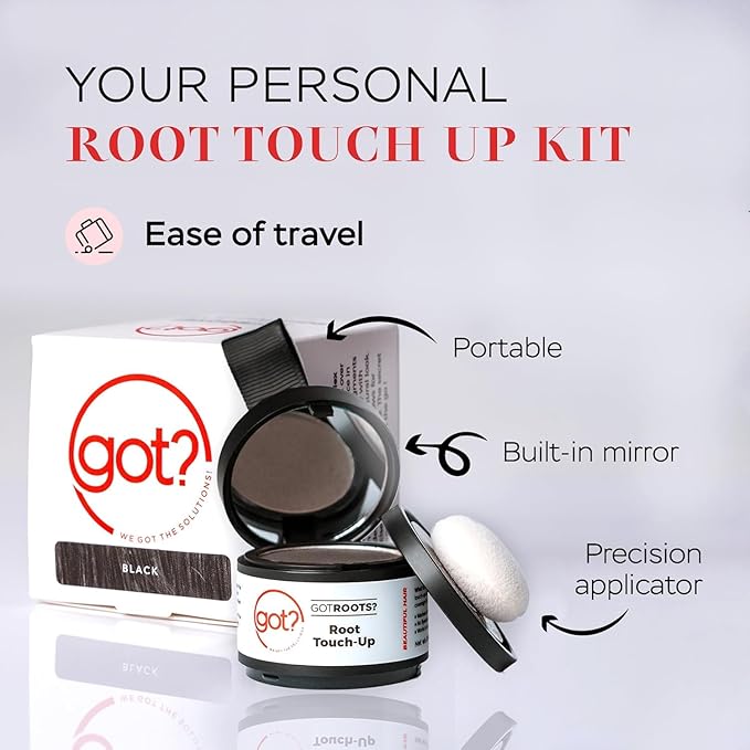 Got? Roots - Root Touch Up Hair Color, Brow, Beard, Hairline & Bald Spot Concealing Powder - Gray Root Coverage for Women & Men - 0.14 OZ Tub (Medium Brown, Pack of 2)