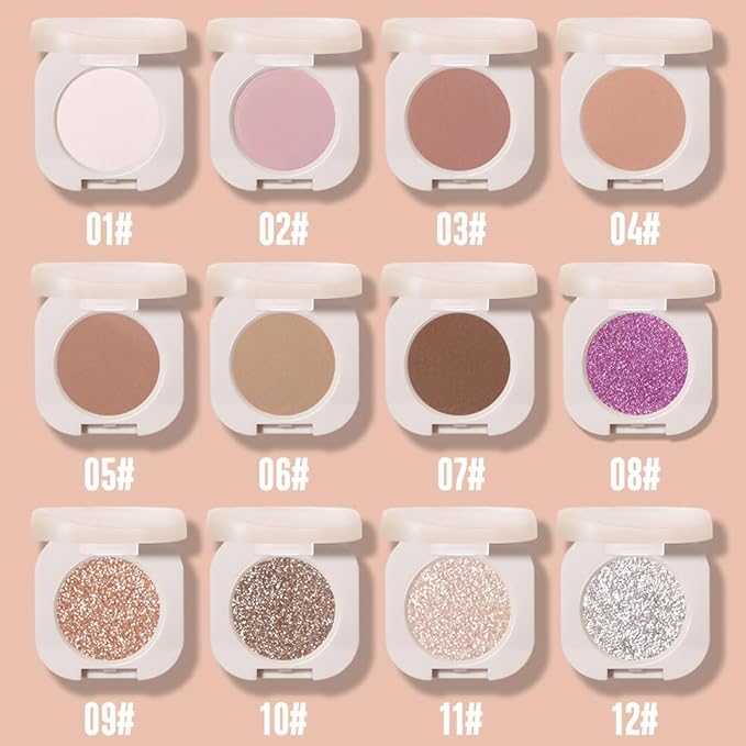 Single Nude Coffee Brown Matte Eyeshadow,Bright Intense Monochrome Eye Shadow,Apply Makeup Easily,Matte Pressed Powder Single Eyeshadow,24 Hour Eye Makeup Longwear Waterproof