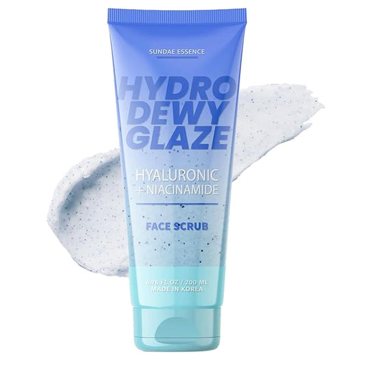 Hyaluronic Acid Facial Scrub - Dermatologist Tested, Anti-Aging, Korean Skin Care, Hydrates & Plumps Dry Skin, Improves Texture & Firmness - Gentle, Vegan, 95% Natural - 1 Pack