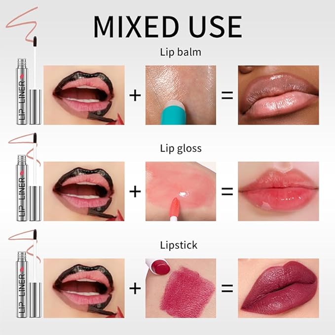 2PC Pipe-off lip liner stain,light brown/dark brown/burgundy long-lasting,line tattoo high-color Tint,Smudge-Proof,Waterproof,Nude Matte Tint,Non-Fading, Full Coverage(#1+#4)