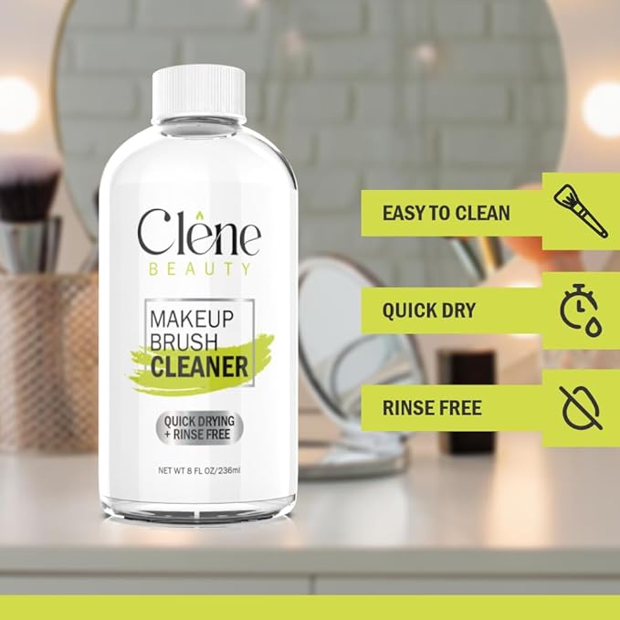 Makeup Brush Cleaner - Makeup Brush Cleaner Solution - Rinse Free - Quick Drying Make up Brush Cleaner - Removes Oily Foundation - Deep Cleaning for Makeup Brushes (8 Oz Bottle)