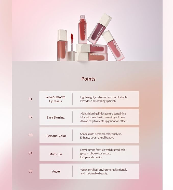 Heart Percent Dote On Mood Blurry Fog Tint, Velvety Matte Soft & Fuzzy Creamy Lightweight Vegan Lip Stains with Personal Color Analysis, #02. Dusty Fig