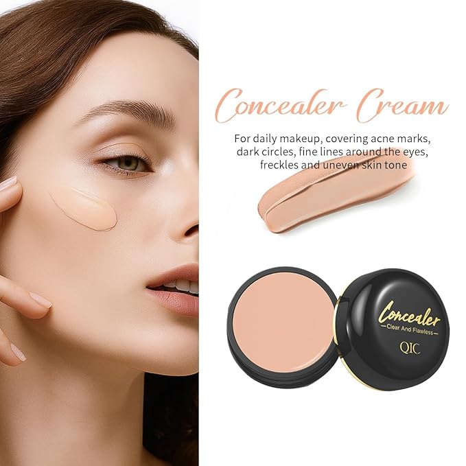 Multi-Use Pot Concealer Full Coverage - Under Eye Concealer waterproof no transfer,for Dark Circles, Blemishes, Makeup Brightens for Sensitive Skin, Nature 0.53 Oz