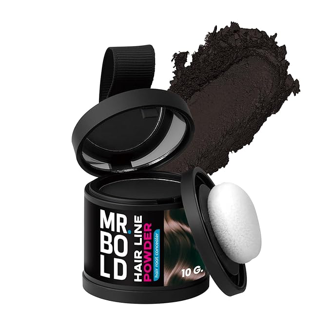 Mr Bold Hairline Powder, Instantly Conceals Hair Loss, Hair Root Dye, Bald Spot Concealing Hair Powder for Women and Men, Root Touch Up DARK BROWN, Windproof & Sweatproof (10g)