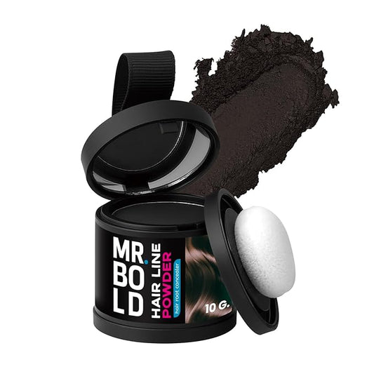 Mr Bold Hairline Powder, Instantly Conceals Hair Loss, Hair Root Dye, Bald Spot Concealing Hair Powder for Women and Men, Root Touch Up DARK BROWN, Windproof & Sweatproof (10g)