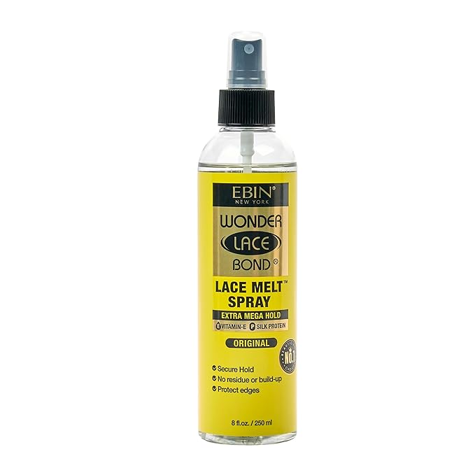 EBIN NEW YORK Wonder Lace Bond Melt Spray 8.25oz - Extra Mega Hold (Original) | Flawless, Natural, and Seamleass finish, No Reside, Long Lasting Formula with Protecting Edges, Perfect for wigs.