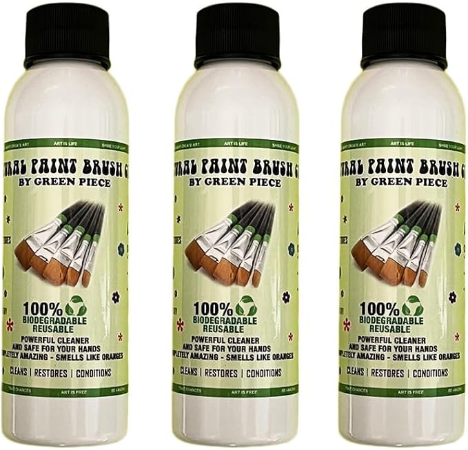 Green Piece® Paint Brush Cleaner (Pack of 3 – 4 Oz Each, Travel Size) Made in USA