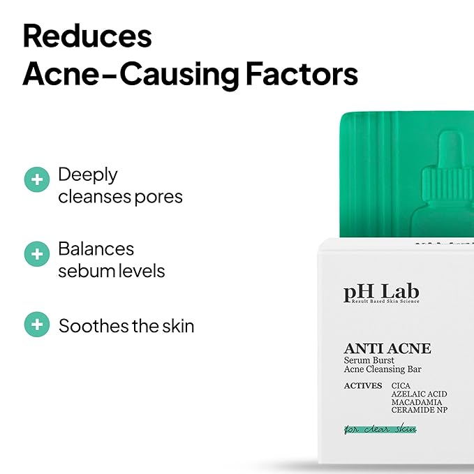 pH Lab Anti-Acne Set, Cleansing Bar, Serum for Acne Prone Face and Skin with Azelaic Acid