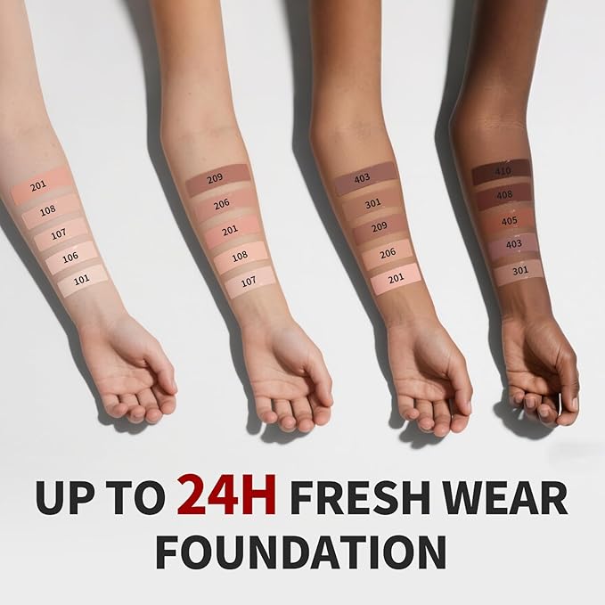 Anti-Dark Spot Liquid Foundation - Collagen Serum Foundation Infused with 2% Niacinamide, High Coverage For A Smooth & Satin Finish, 201 Medium