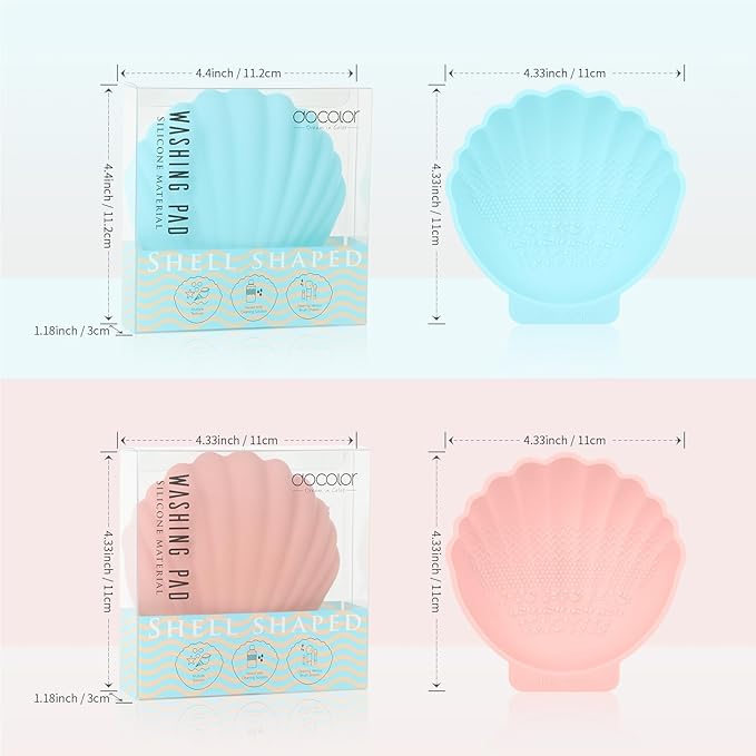 Docolor Silicone Makeup Brush Cleaner Mat Shell shape make up brush cleaner pad Big Size, Makeup Brush Cleaning Mat, Brushes Cleaning Tool, Portable Washing Tool for Makeup Cosmetic Brushes
