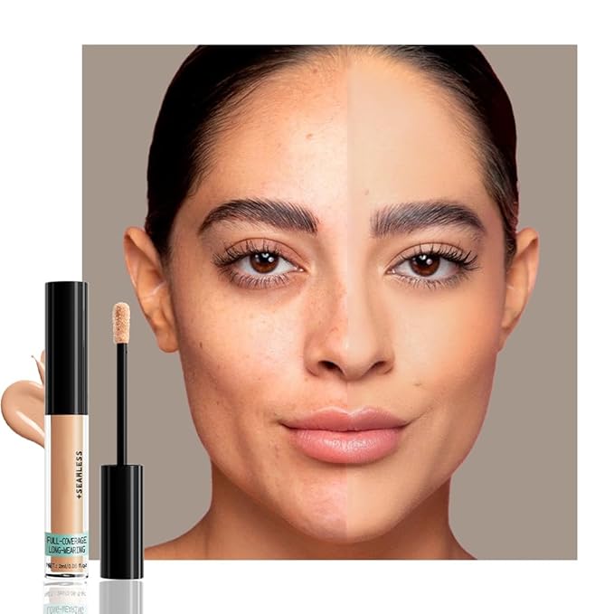 Liquid Concealer Makeup, Natural Coverage for Older Women, Under Eye Brightener Full Coverage Concealer for Dark Circles, Lightweight, Covers Oil-Free, Vegan & Cruelty-Free, 04 Medium