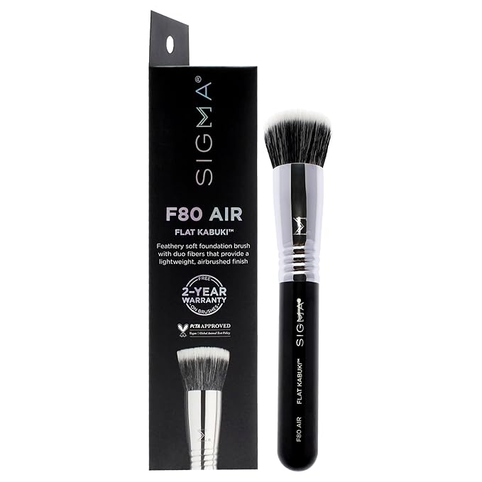 Sigma Beauty F82 Round Kabuki Brush – Kabuki Foundation Brush for Buffing Mineral Powder, Kabuki Makeup Brush for Blended, Natural Looking Finish (1 Brush)