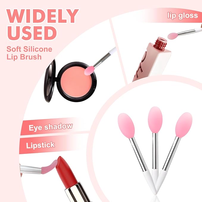 12 PCS Lip Mask Applicator&8 Pack Air Cushion Puff, Reusable Silicone Lip Applicator, Wet and Dry Dual-Use Makeup Sponge, Beauty Makeup Set for Daily Makeup, Attending a Party and Taking Photos