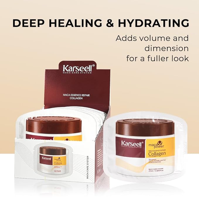 Karseell Collagen Hair Treatment Deep Repair Conditioning Argan Oil Collagen Hair Mask Essence for Dry Damaged Hair All Hair Types 25ml/ 0.34oz（24 packs