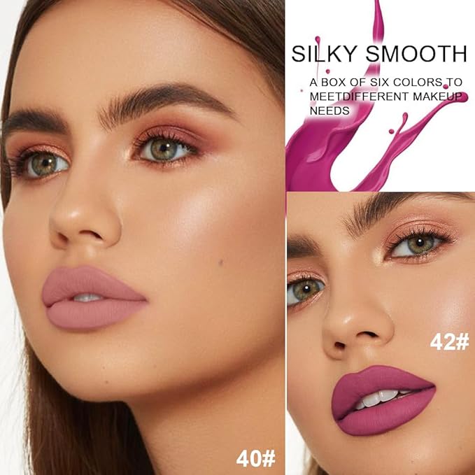 evpct Wine Bottle Lip Tint Stain 6 Colors Set Rose Red Chestnut Nude Brown Dark Plum Purple Matte Long Lasting 24 Hour Liquid Lipstick Set for Women labiales mate 24 horas originales labiales magicos