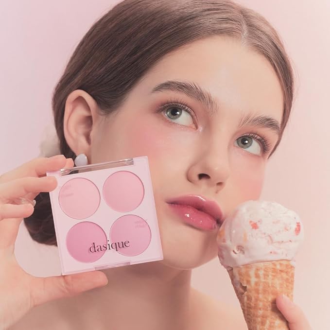 Dasique Blending Mood Cheek #08 Blueberry Sorbet | 4 Blendable Shades in Lightweight Smooth Powder | Vegan | Blush