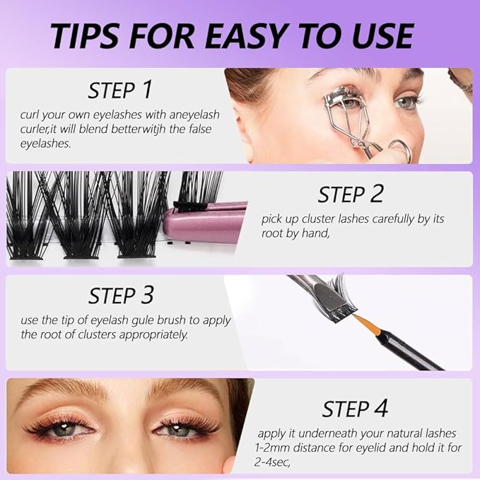 DIY Lash Clusters Kit Lash Extension Kit, 252pcs, 9-16mm, D Curl, Natural Volume Lash Extensions Wispy Eyelash Clusters Individual Lashes Kit Faux Mink Fiber, 2#Black