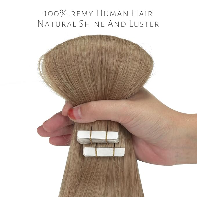 Lacer Hair Extensions Tape in Human Hair Chestnut Brown Skin Weft Remy Tape in Hair Extensions 20 Inch Full Thick Ends Adhesive Hair Pieces for Women 50g/20pcs