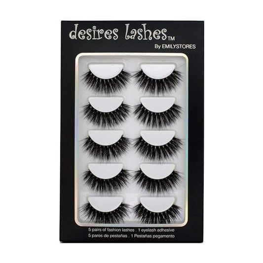 Natural Eyelashes 3D Faux-Mink Lashes Multipack 5Pairs, Texture