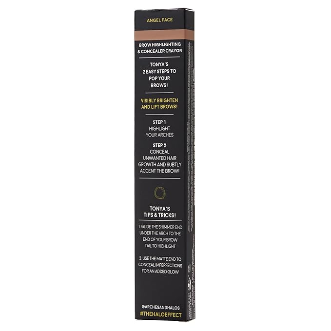 Arches & Halos Brow Highlighting and Concealer Crayon - Golden - Shaping and Shimmer Eyebrow Stick and Highlighter Duo - Soft, Ultra Creamy Formula - Define, and Sculpt for Sharp Brows - 0.176 oz
