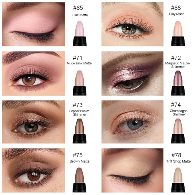 evpct 8Pcs Cream Eyeshadow Stick Set for Women, Nude Pink Light Mauve Brown Matte Rose Gold Copper Brown Champagne Shimmer, Silky Matte Shimmer Eyeshadow Applicator Sticks Eye Makeup sombras para ojos
