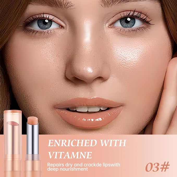 Moisturizing Lip Balm – Hydrating Nourishing Lip Care with Natural Ingredients, Vitamin E & Shea Butter, Smooth Non-Sticky Tinted Lip Balm for Dry & Chapped Lips, Soft Glossy Lipstick for Daily Use 3#