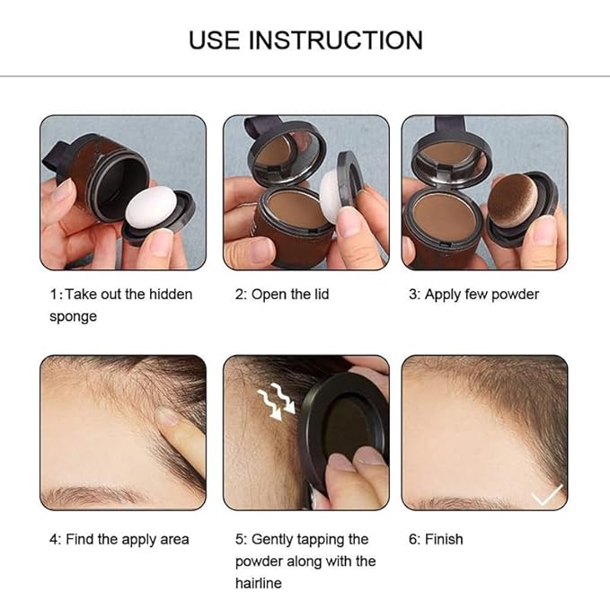 VERONNI Hairline Powder, Root Cover Up Receding Hairline Powder with Puff Waterproof Long Lasting Conceals Gray Hair, Fills Gaps (white, 14)